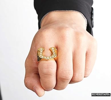 Amazon | [silver KYASYA]ステンレス素材 ゴールド スターホースシュー